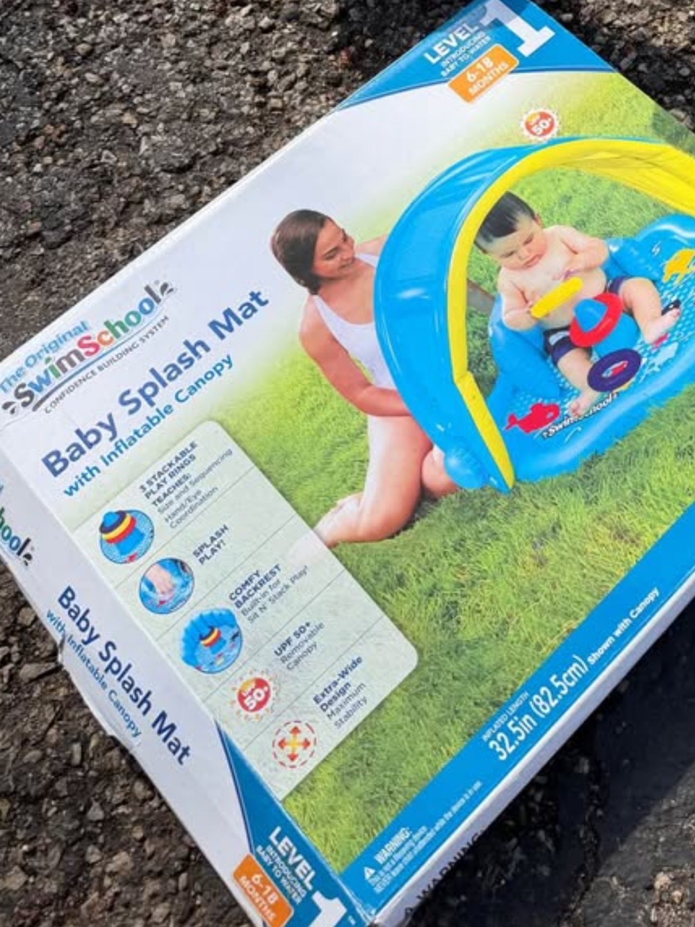 SwimSchool Baby Splash Mat with Inflatable Canopy - Blue & Yellow